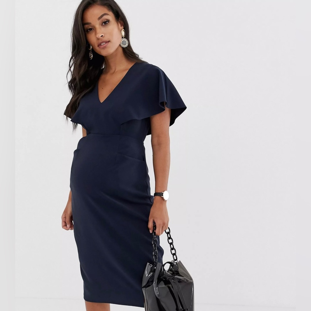 Navy Maternity Dress with pockets.